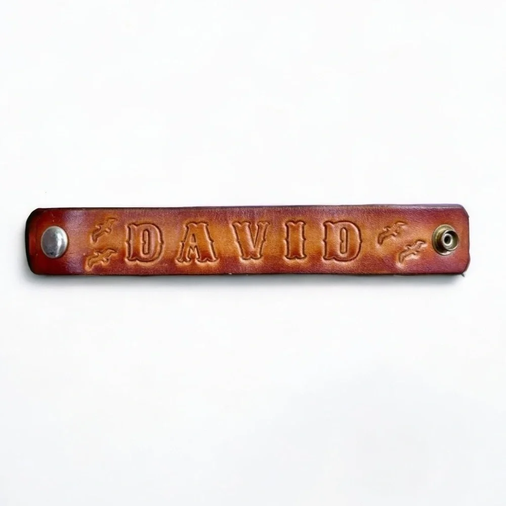 Tooled Leather David Cuffed Bracelet